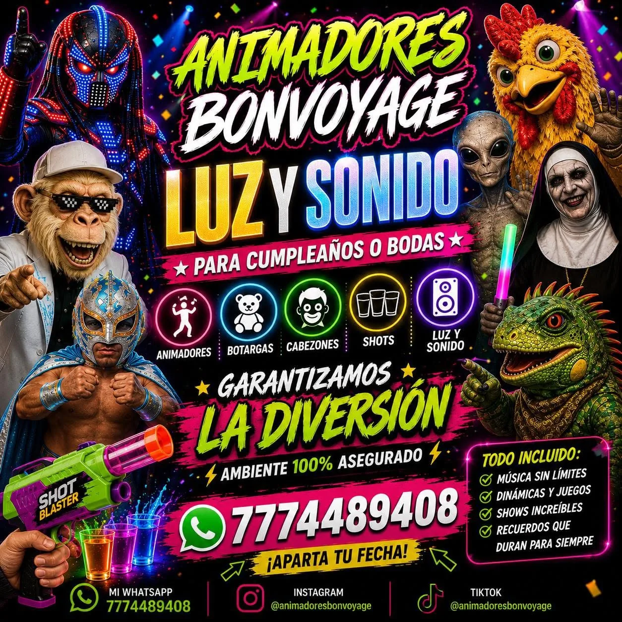 Servicios de Animadores Bonvoyage para fiestas y eventos